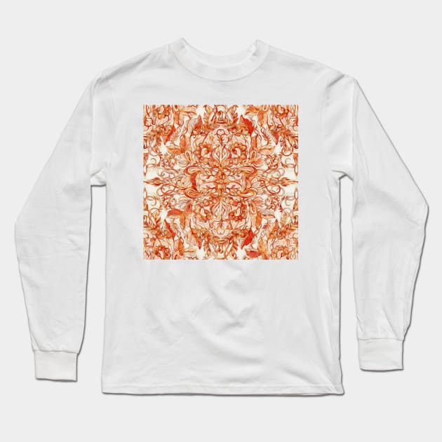 Art Nouveau Pattern in Pumpkin Spice Long Sleeve T-Shirt by micklyn